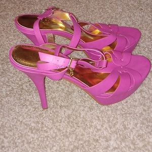 Pink high heels shoes